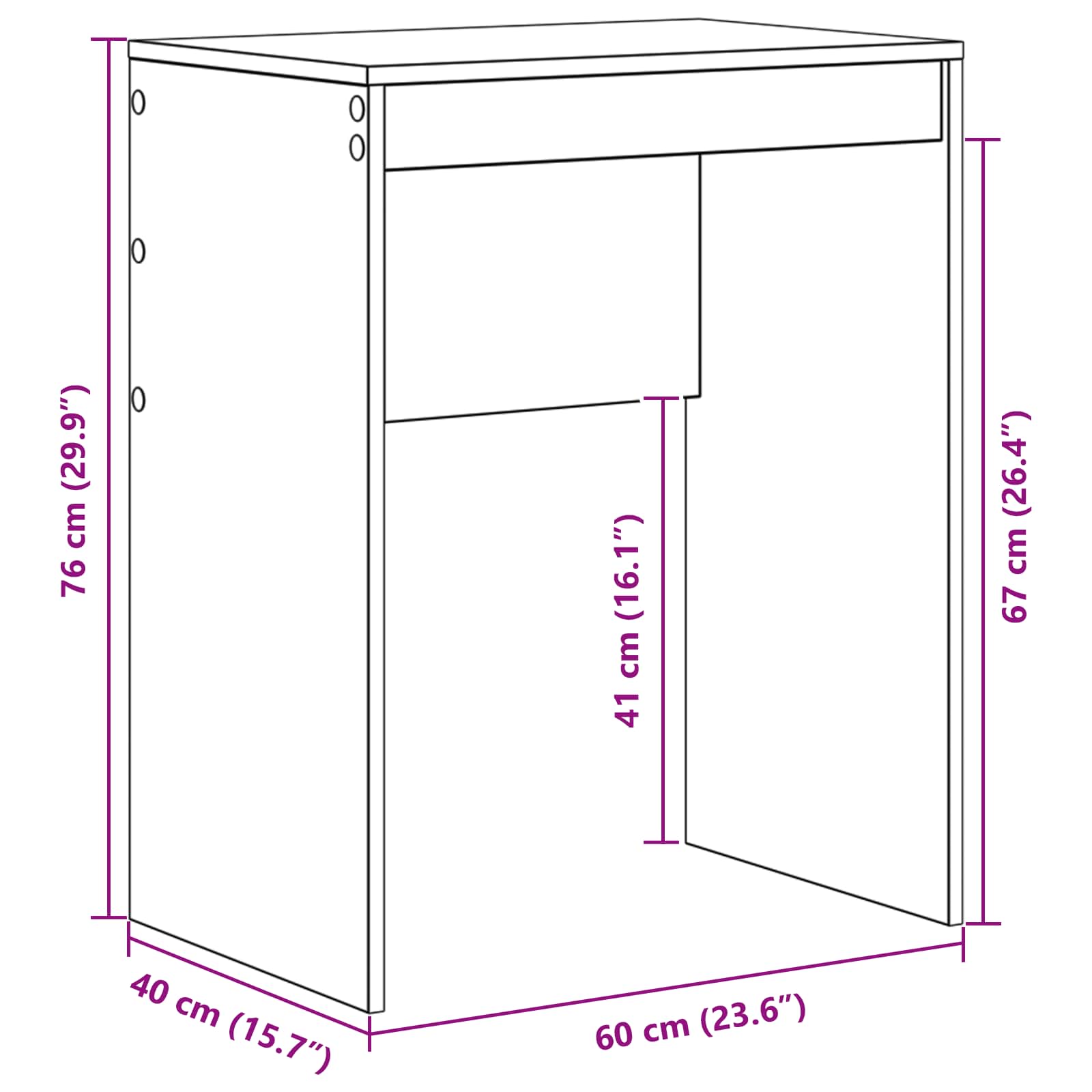 Stalas Balta 60 x 40 x 76 cm