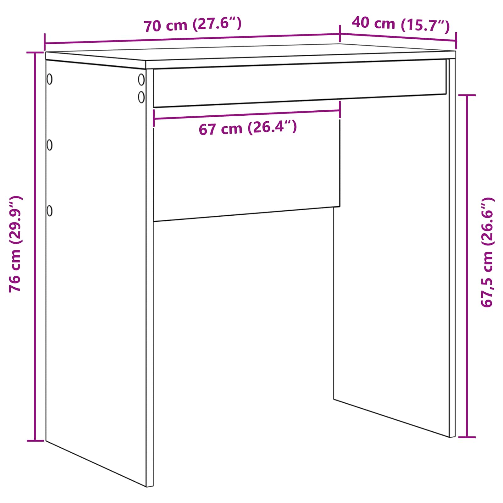 Stalas Balta 70 x 40 x 76 cm