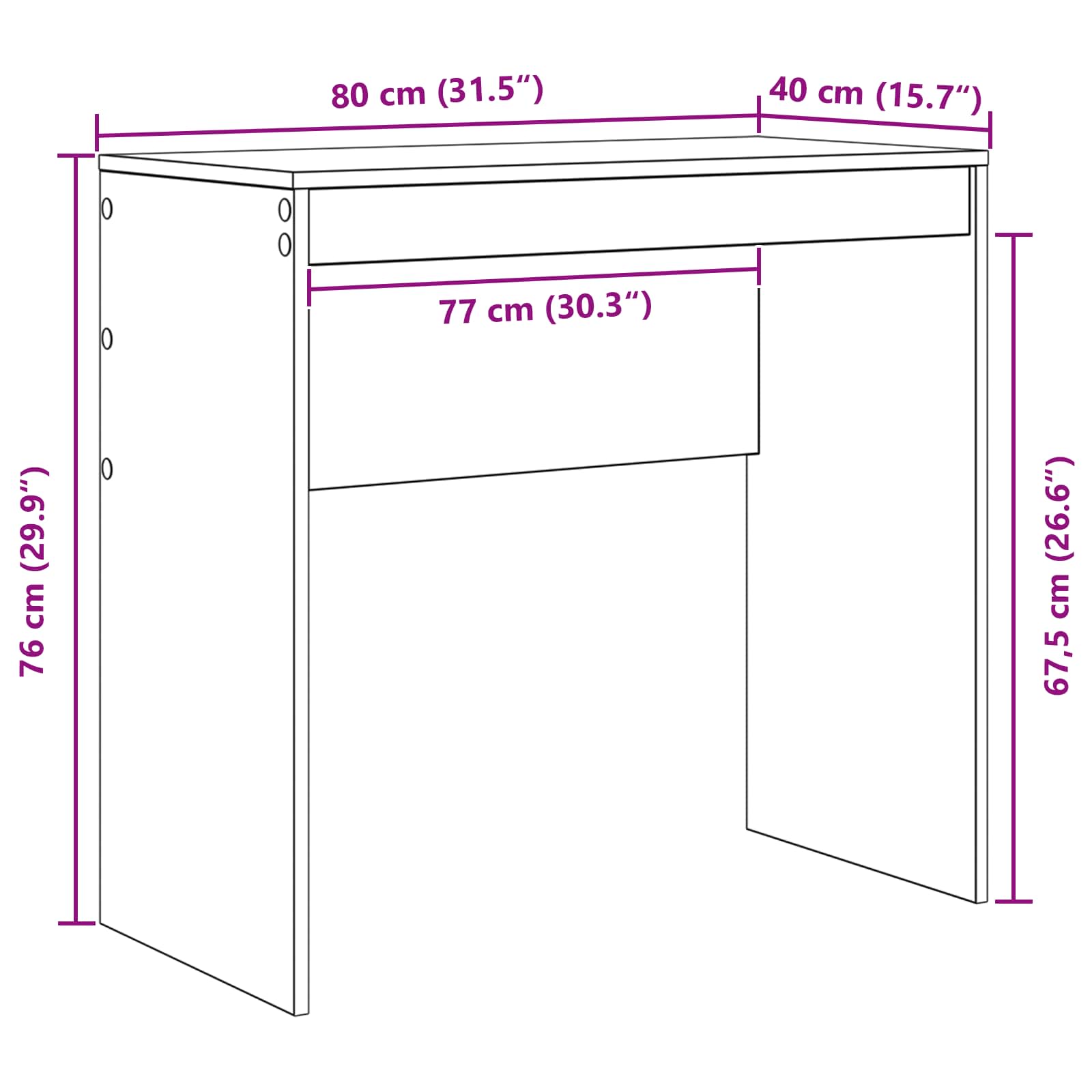 Stalas Balta 80 x 40 x 76 cm