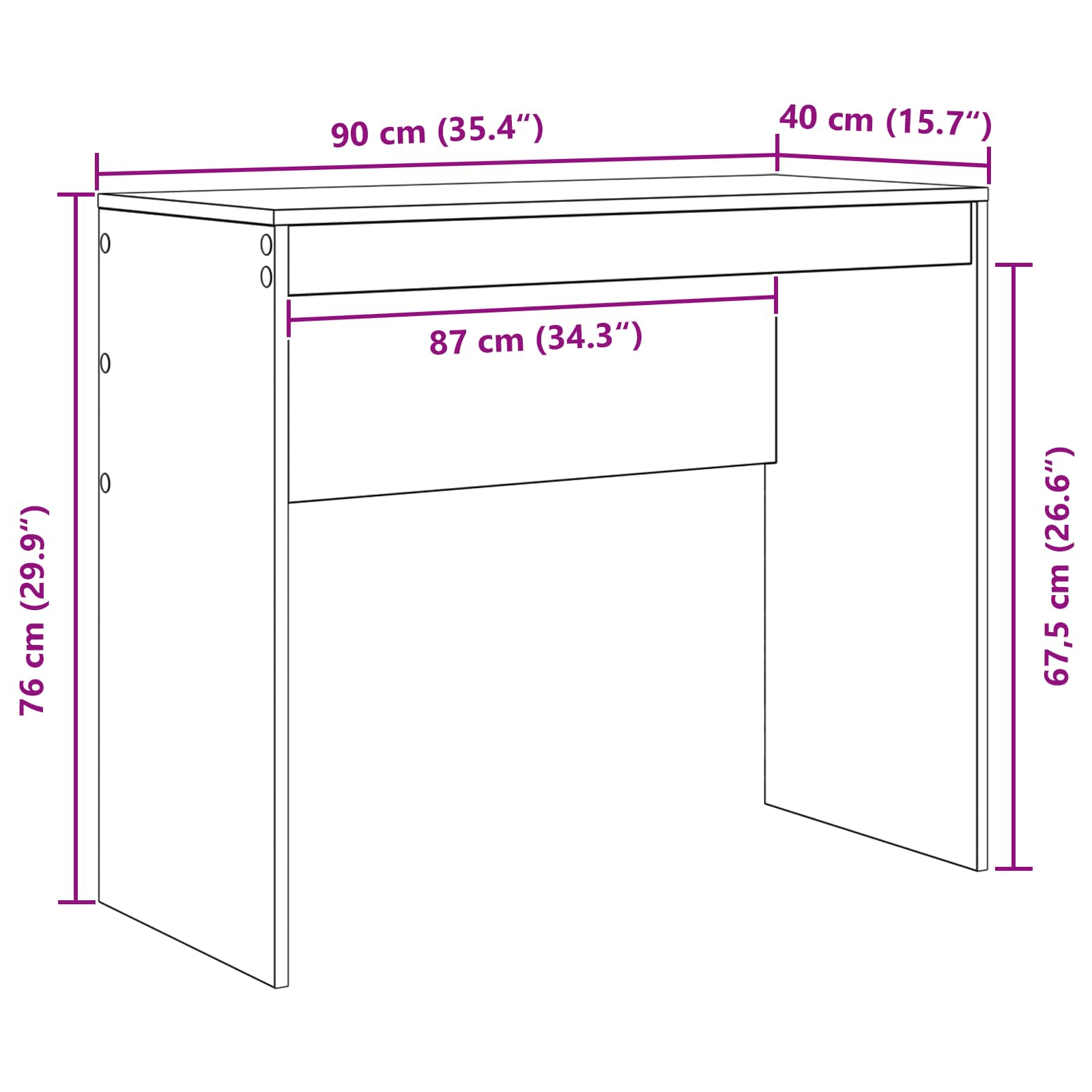 Stalas Balta 90 x 40 x 76 cm