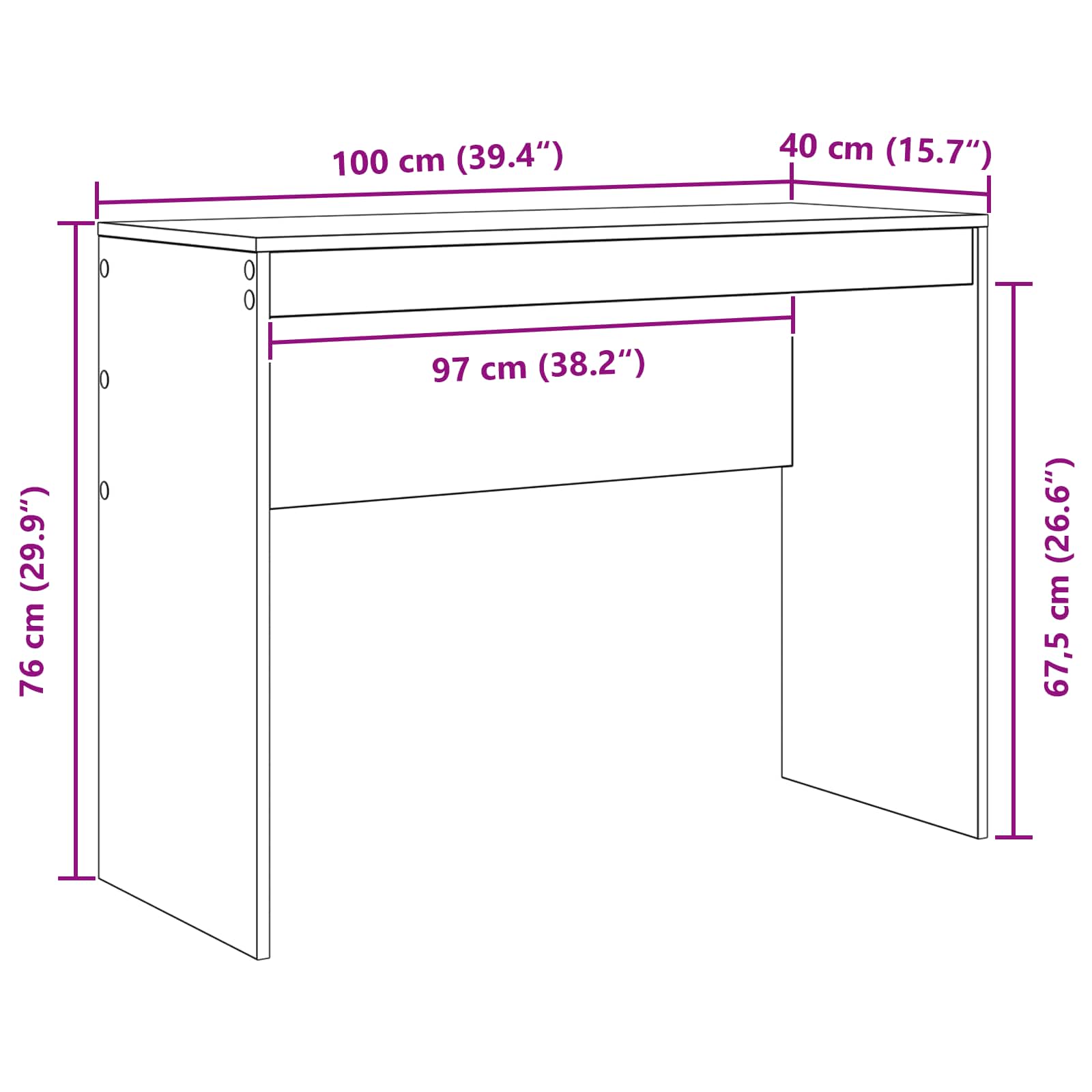 Stalas Balta 100 x 40 x 76 cm