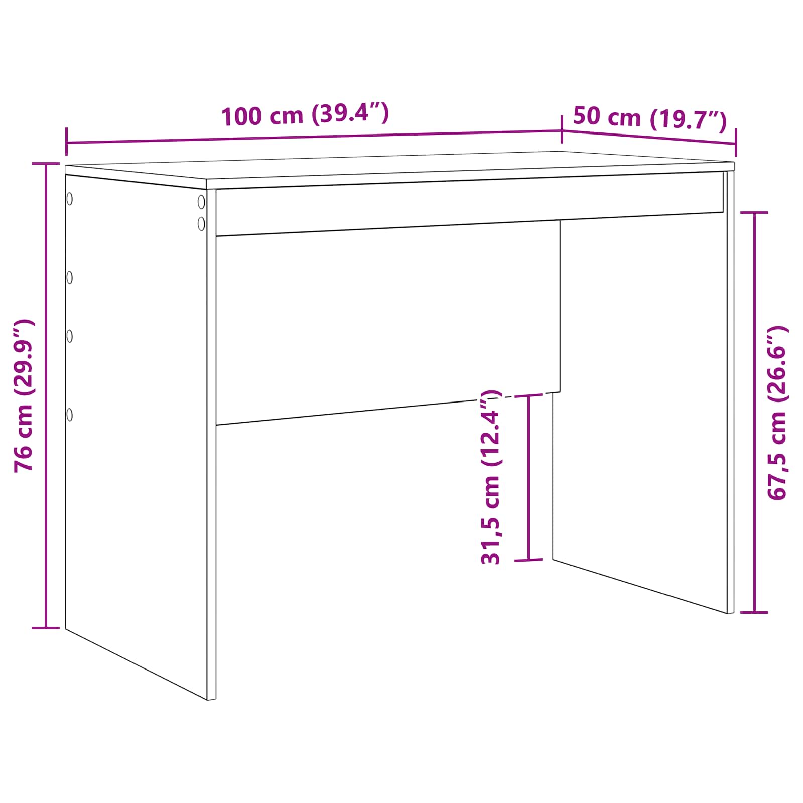 Stalas Balta 100 x 50 x 76 cm