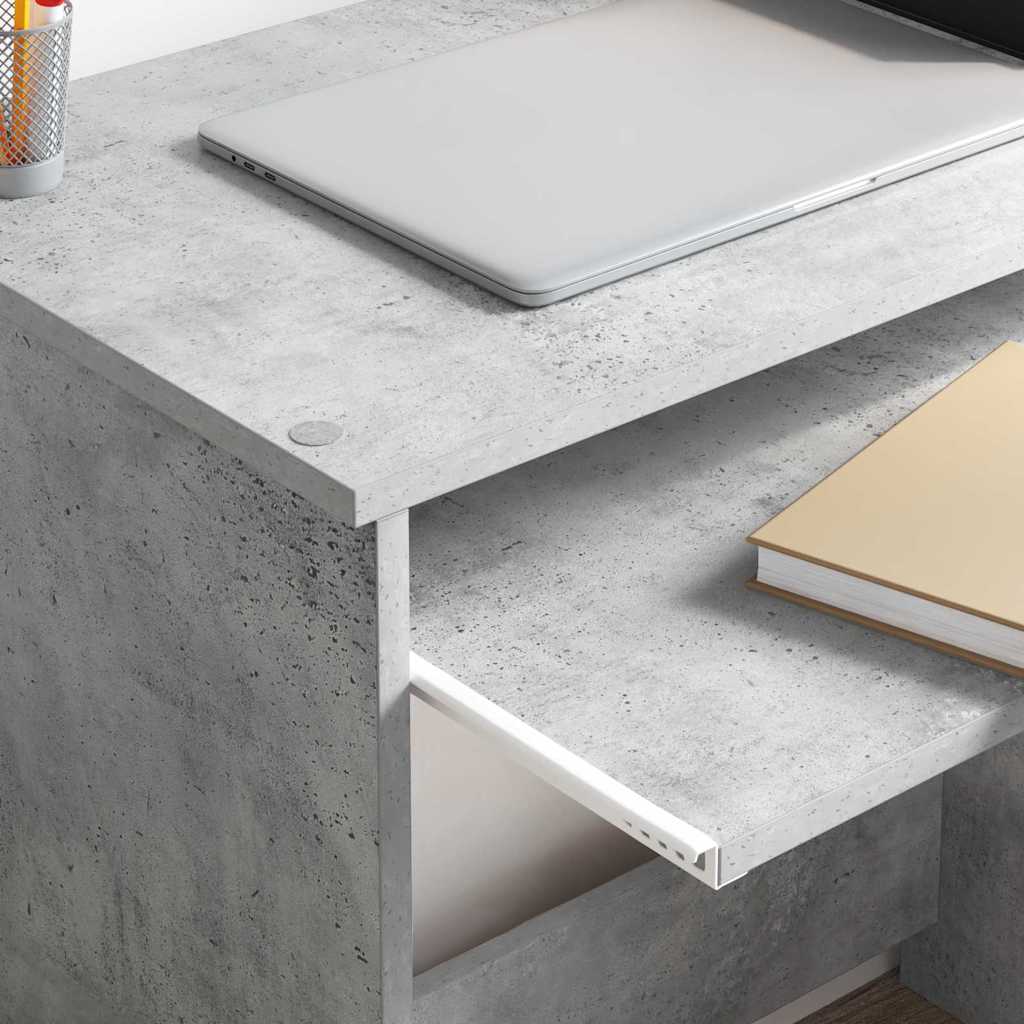 Table with Storage with Shelf Concrete Grey 120.5 x 44 x 88.5 cm