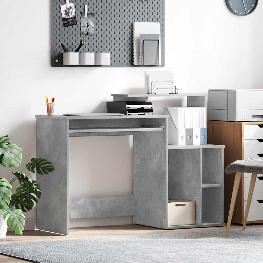Table with Storage with Shelf Concrete Grey 120.5 x 44 x 88.5 cm