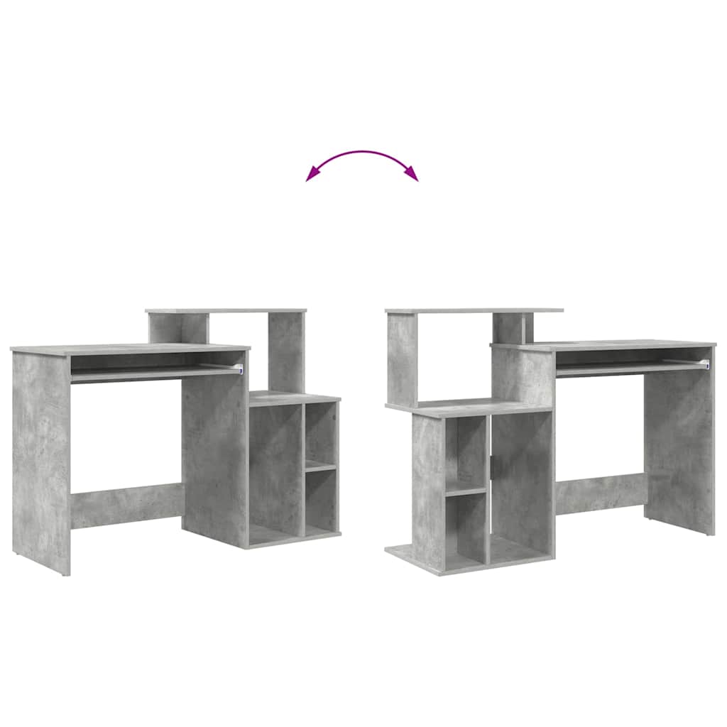 Table with Storage with Shelf Concrete Grey 120.5 x 44 x 88.5 cm