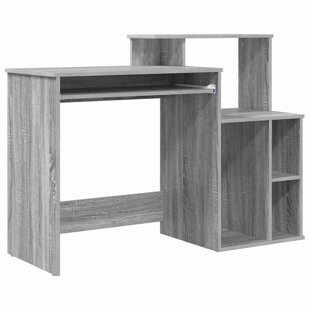 Stalas su saugykla Pilka sonoma ąžuolo 120.5 x 44 x 88.5 cm