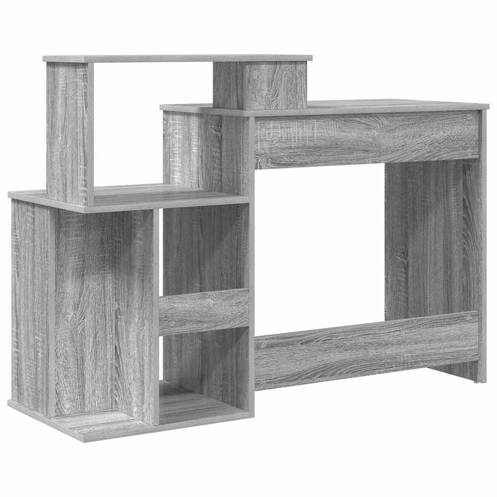 Stalas su saugykla Pilka sonoma ąžuolo 120.5 x 44 x 88.5 cm