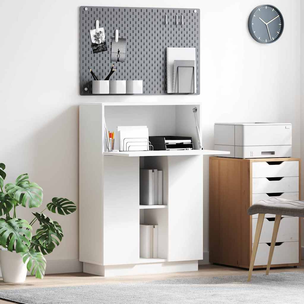 Desk with Shelf White 71.5 x 31.5 x 106.5 cm Engineered Wood