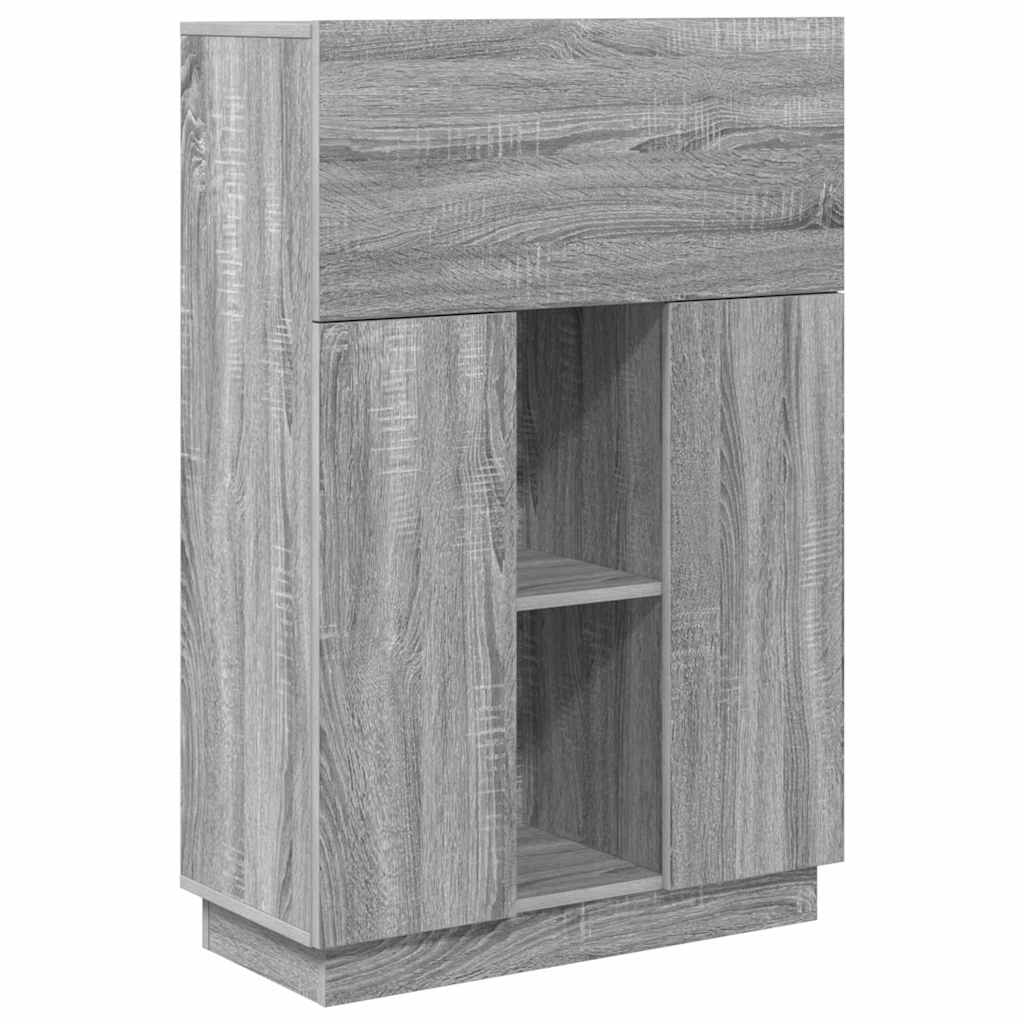Galds ar plauktu pelēkā krāsā 71.5 x 31.5 x 106.5 cm apstrādāta koksne