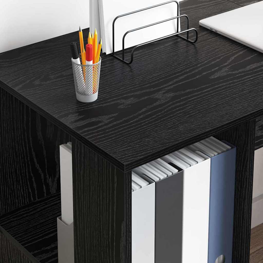 Desk with storage Black oak 130 x 50.5 x 75 cm