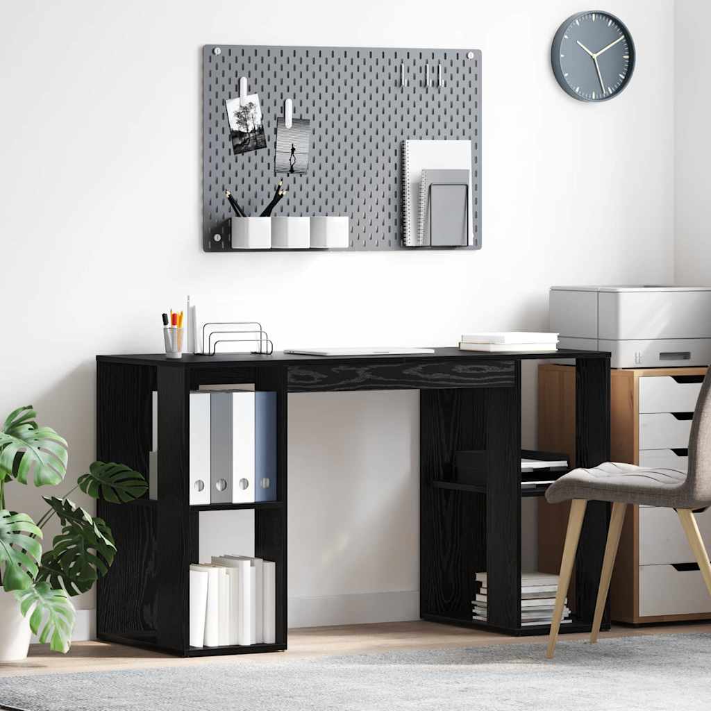 Desk with storage Black oak 130 x 50.5 x 75 cm