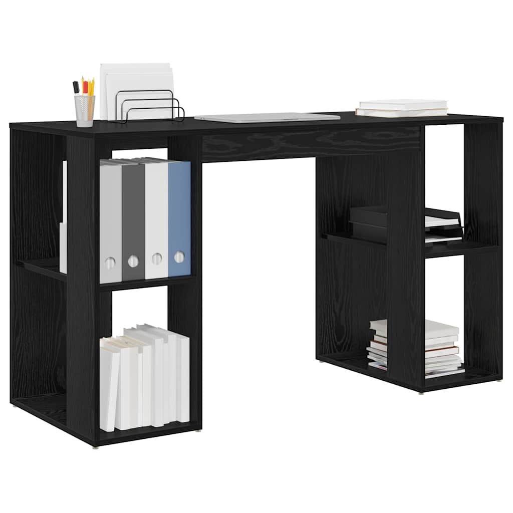 Desk with storage Black oak 130 x 50.5 x 75 cm