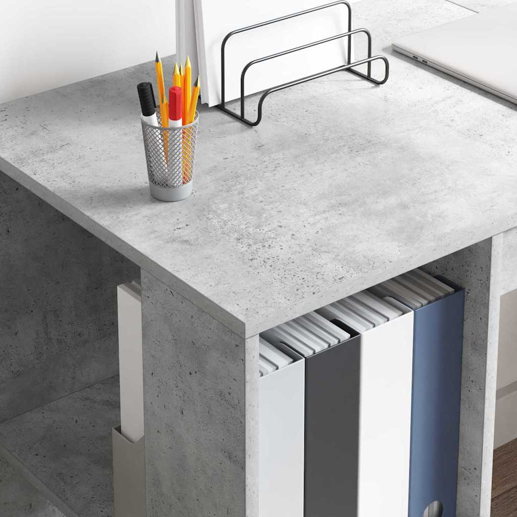 Galds ar glabātuvi un plauktu Betona pelēks 130 x 50.5 x 75 cm