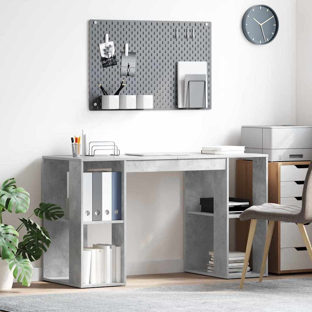 Galds ar glabātuvi un plauktu Betona pelēks 130 x 50.5 x 75 cm
