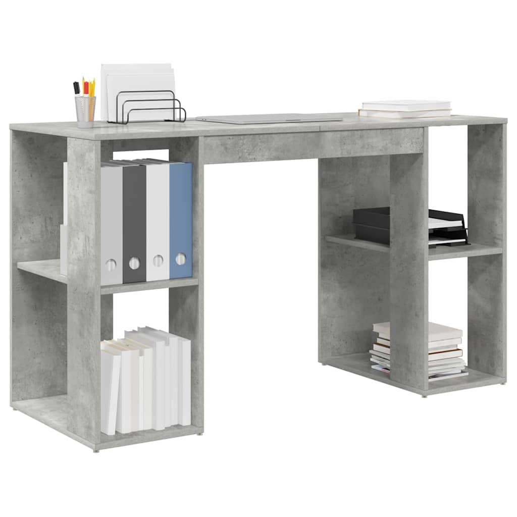 Galds ar glabātuvi un plauktu Betona pelēks 130 x 50.5 x 75 cm