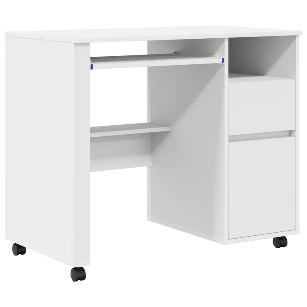 Stalas su ratais su ratu Balta 91 x 50 x 77 cm Apdirbta mediena