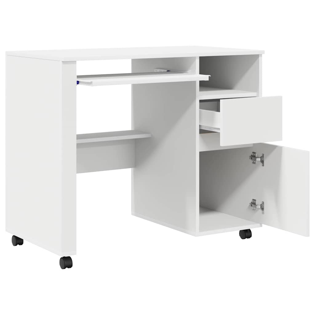 Stalas su ratais su ratu Balta 91 x 50 x 77 cm Apdirbta mediena