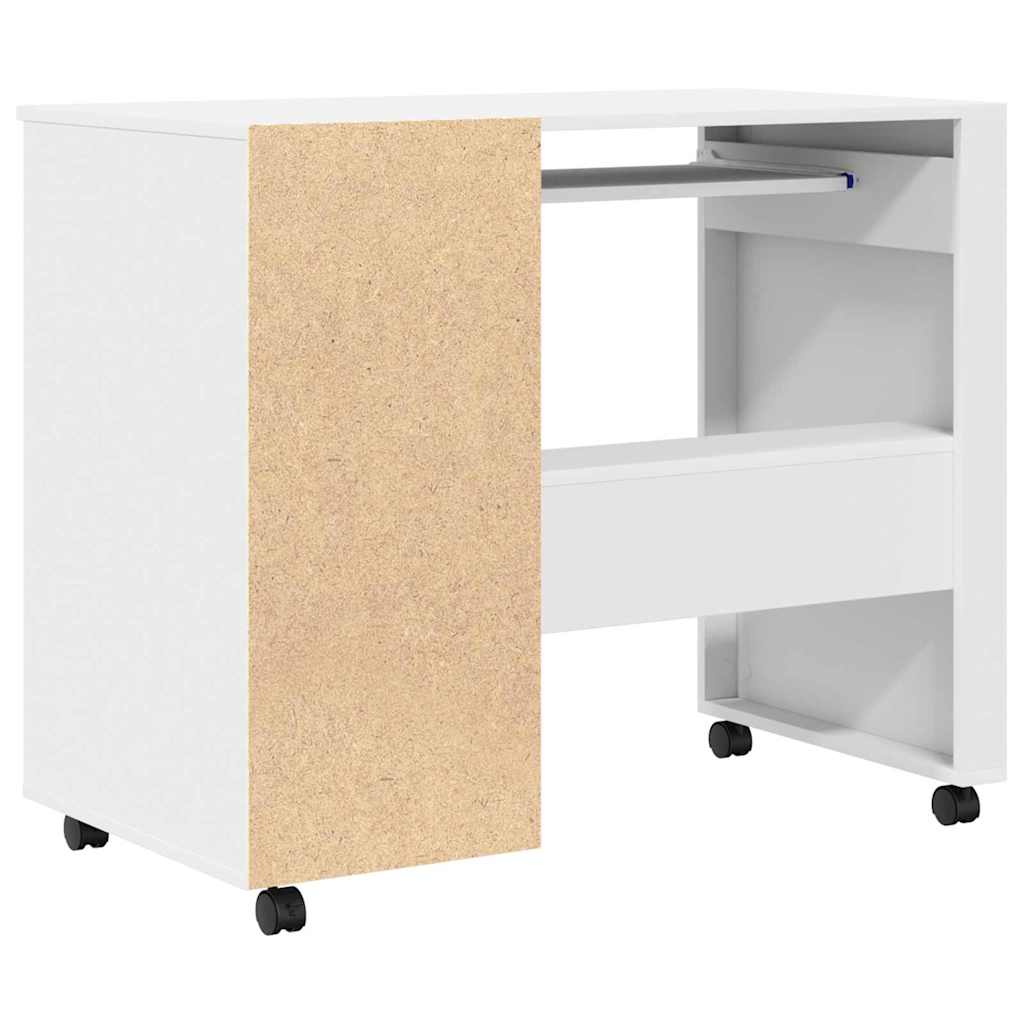 Stalas su ratais su ratu Balta 91 x 50 x 77 cm Apdirbta mediena