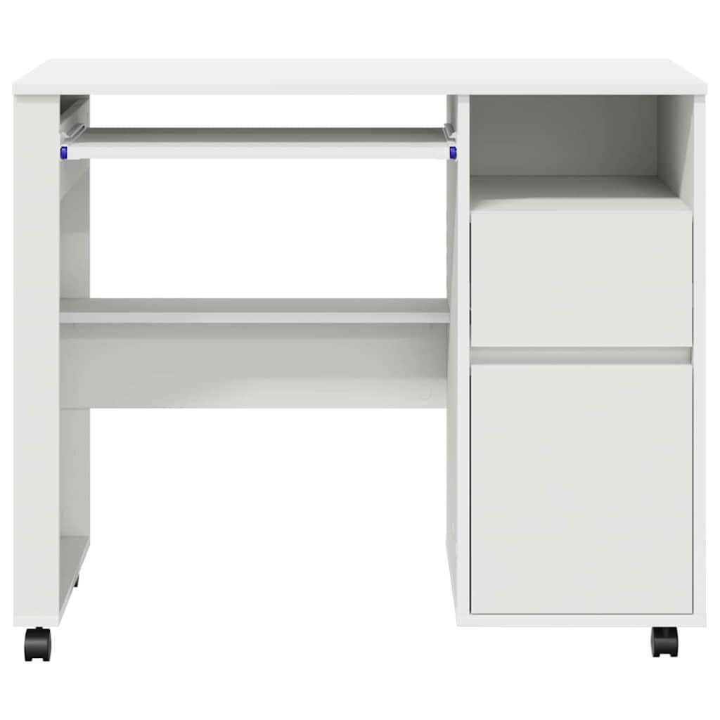 Stalas su ratais su ratu Balta 91 x 50 x 77 cm Apdirbta mediena