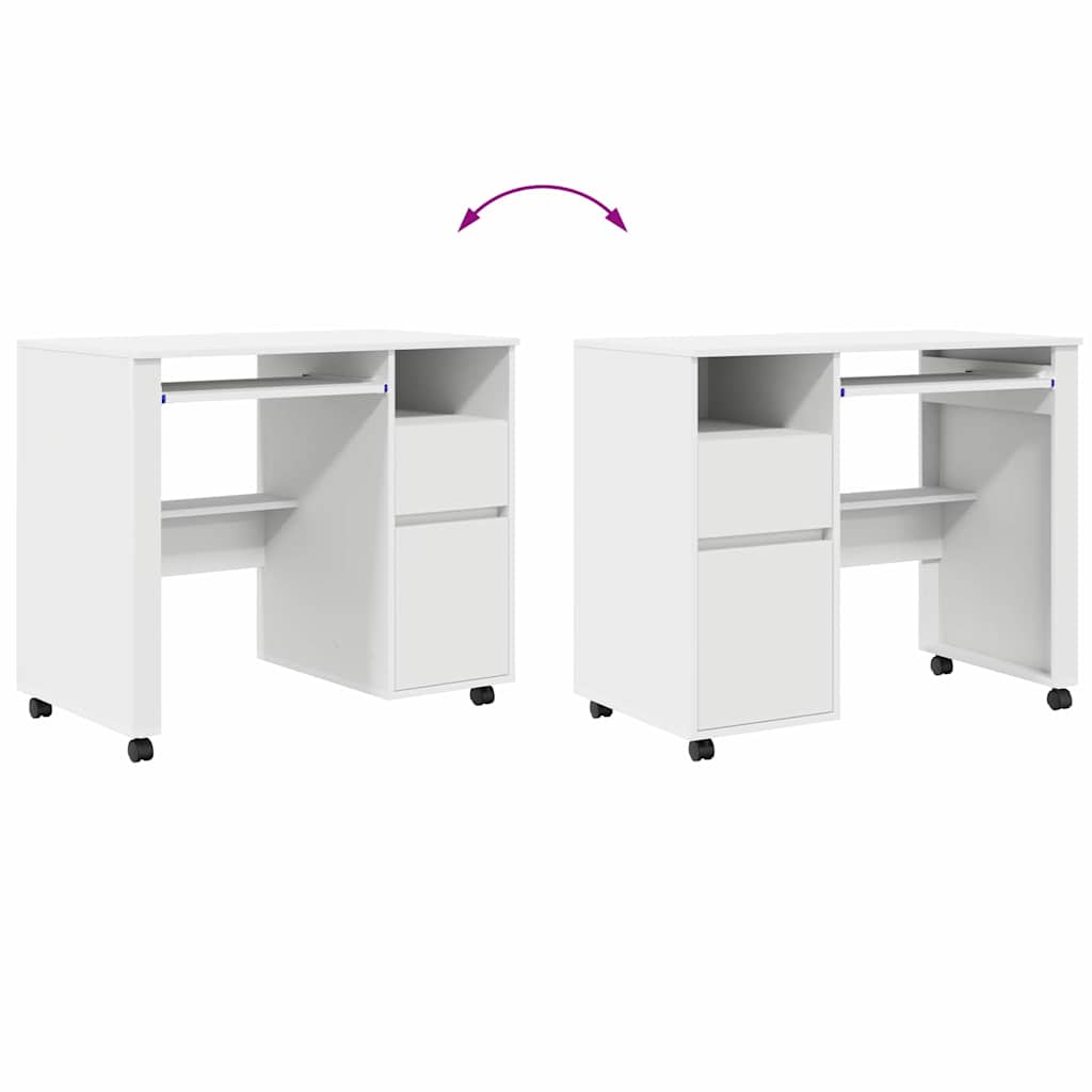 Stalas su ratais su ratu Balta 91 x 50 x 77 cm Apdirbta mediena