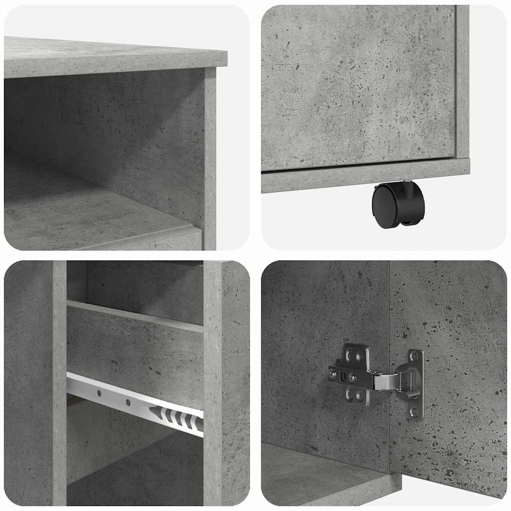 Stalas su ratais Betono pilka 91 x 50 x 77 cm Apdirbta mediena