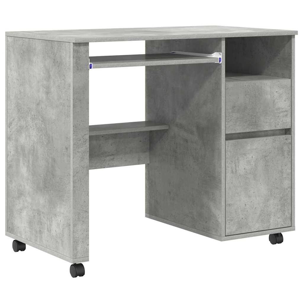 Stalas su ratais Betono pilka 91 x 50 x 77 cm Apdirbta mediena
