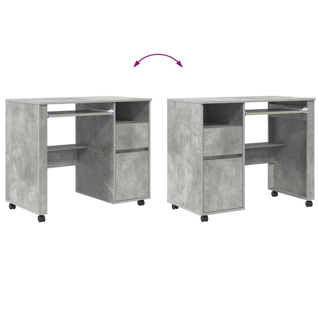 Stalas su ratais Betono pilka 91 x 50 x 77 cm Apdirbta mediena