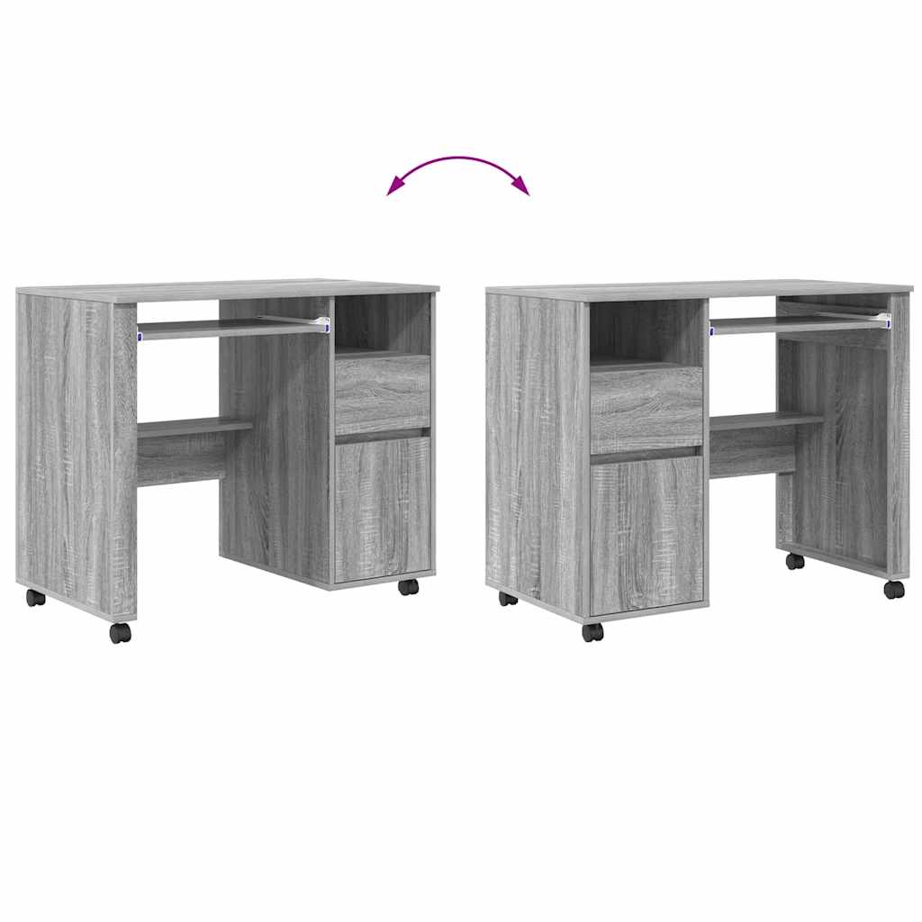 Stalas su ratais Pilkas Sonoma 91 x 50 x 77 cm Apdirbta mediena