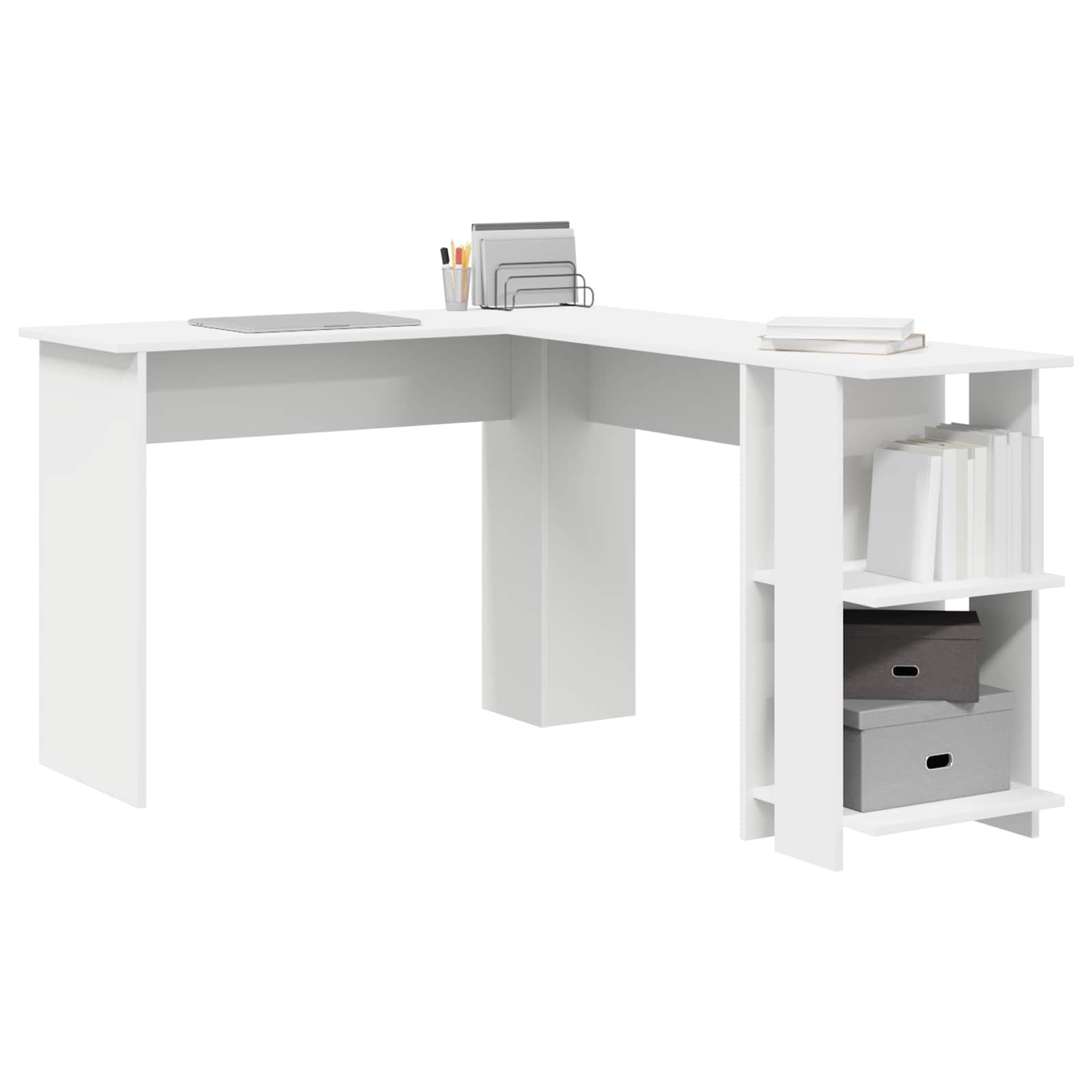 Kampinis stalas su laikymo sistema Balta 140 x 113.5 x 75 cm