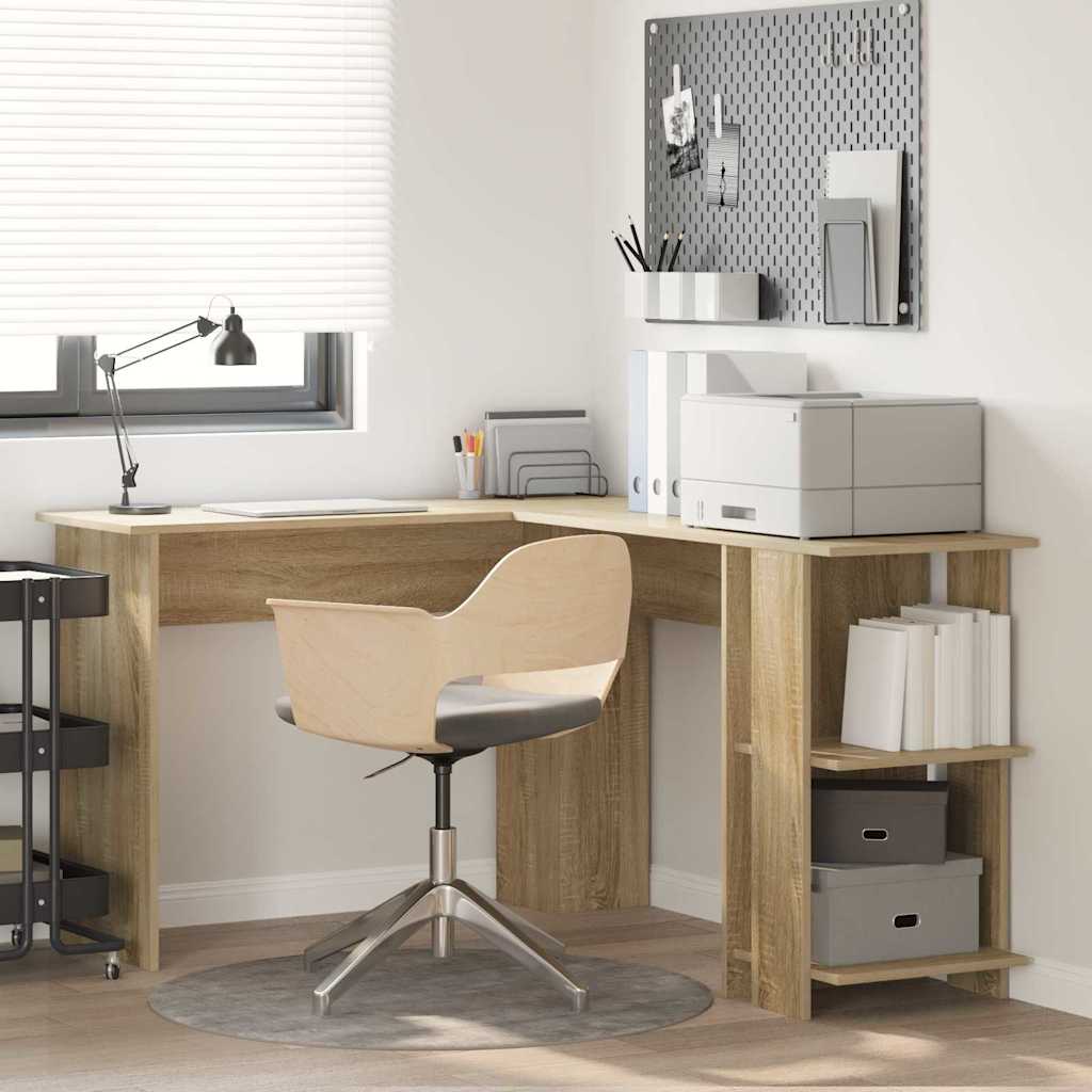 Corner desk with storage system with shelf Sonoma oak