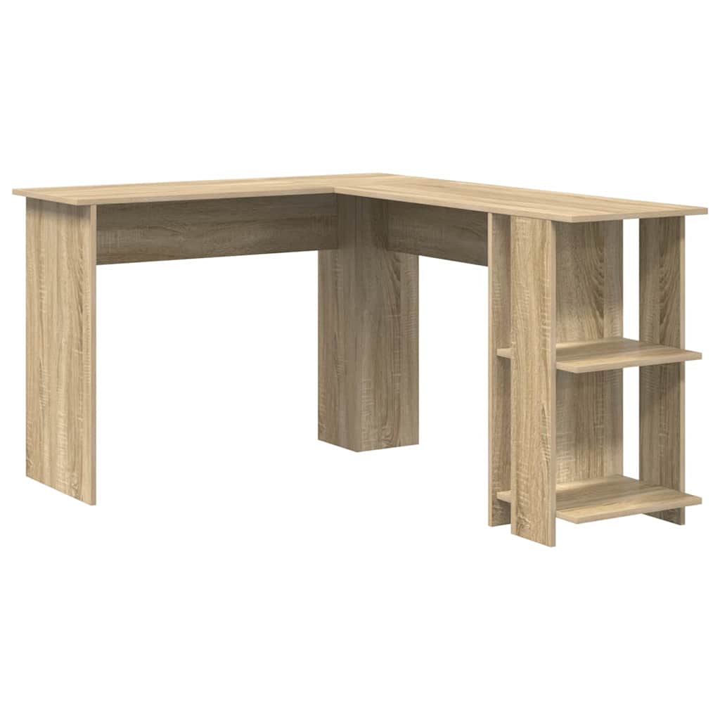Corner desk with storage system with shelf Sonoma oak