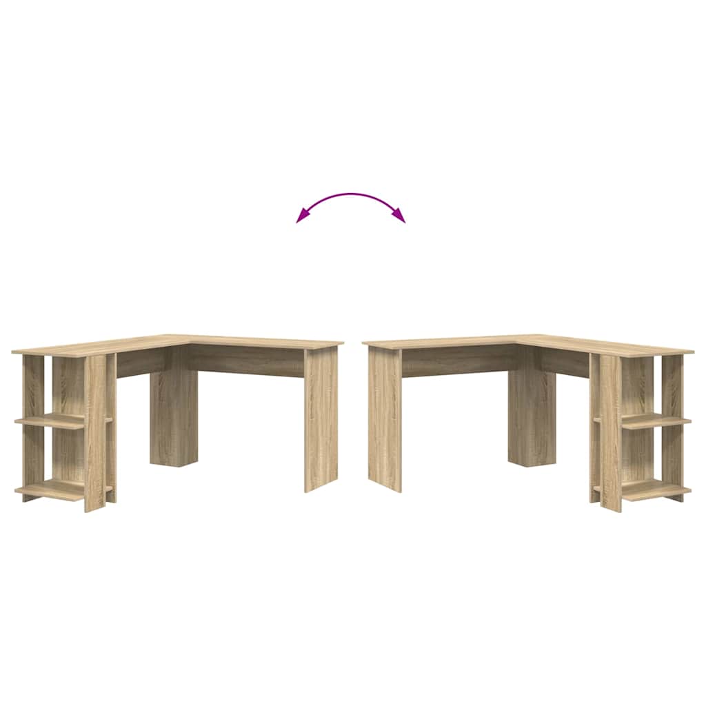 Corner desk with storage system with shelf Sonoma oak