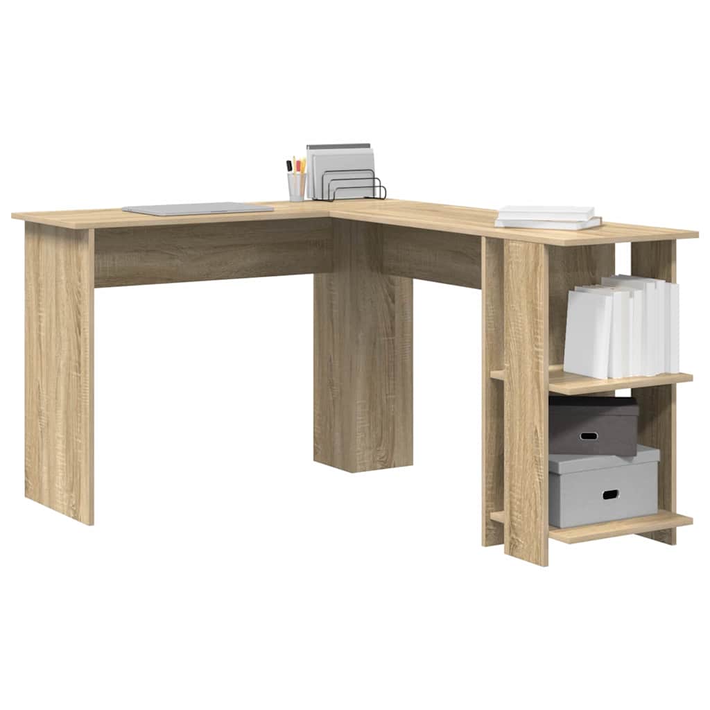 Corner desk with storage system with shelf Sonoma oak
