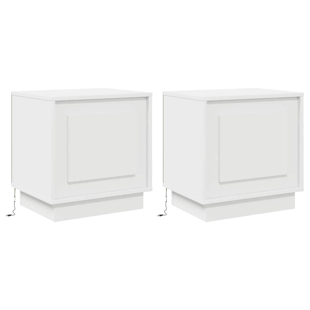 Šalia lovos spintelė 2 pcs Balta 44 x 34,5 x 45 cm
