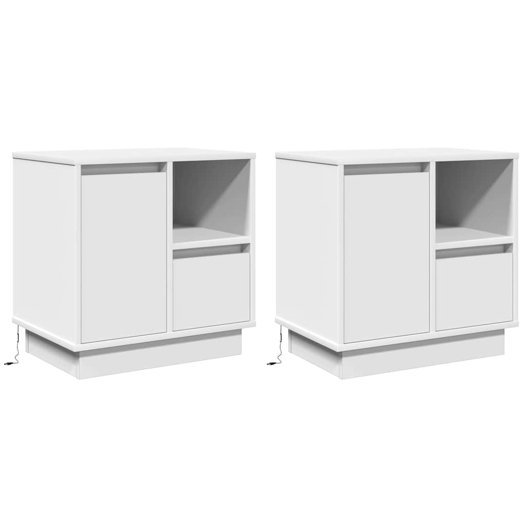 Naktsskapītis ar 2 atvilktnēm Balts 50 x 34.5 x 50 cm
