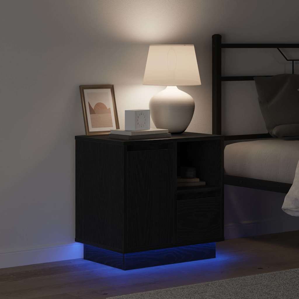 Bedside cabinet Black 50 x 34.5 x 50 cm Engineered wood