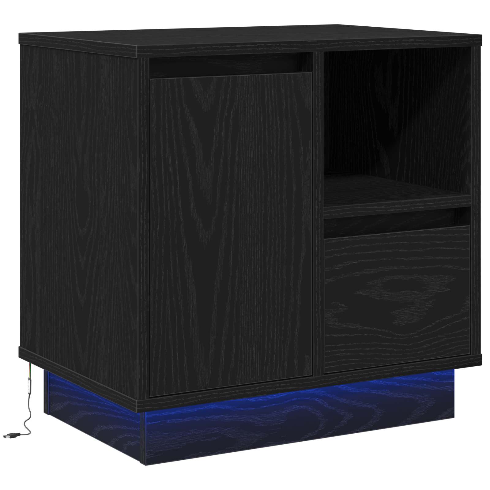 Bedside cabinet Black 50 x 34.5 x 50 cm Engineered wood