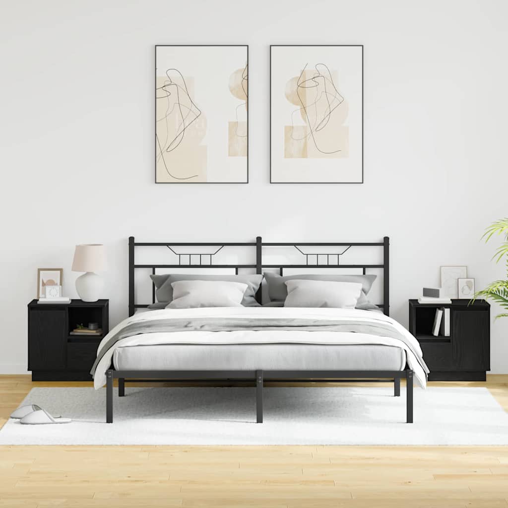 Šalia lovos spintelė su stalčių 2 pcs Juoda 50 x 34.5 x 50 cm