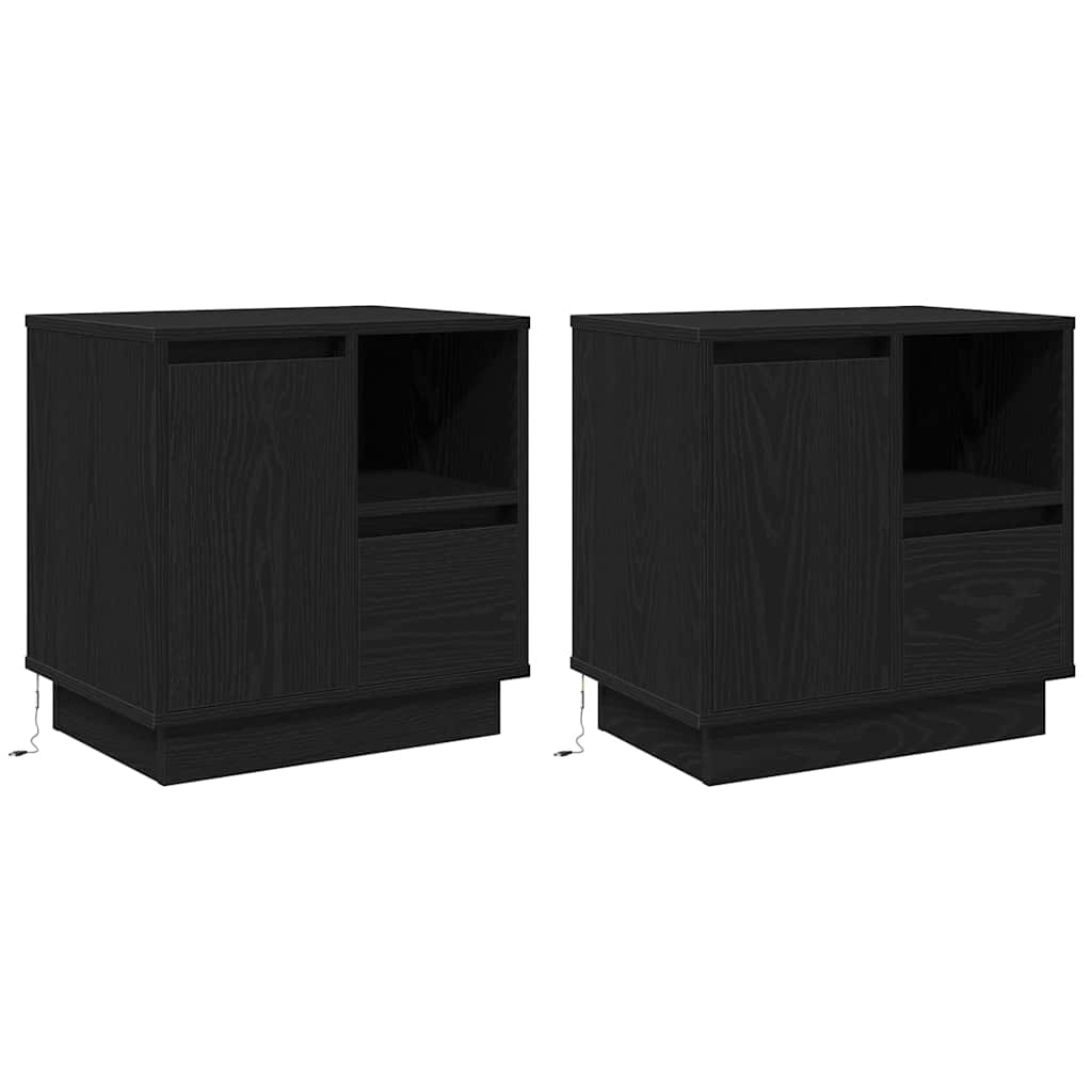 Šalia lovos spintelė su stalčių 2 pcs Juoda 50 x 34.5 x 50 cm