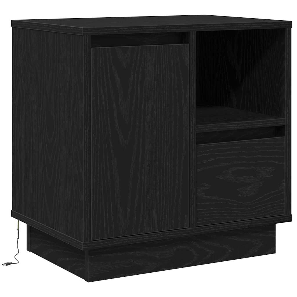 Šalia lovos spintelė su stalčių 2 pcs Juoda 50 x 34.5 x 50 cm