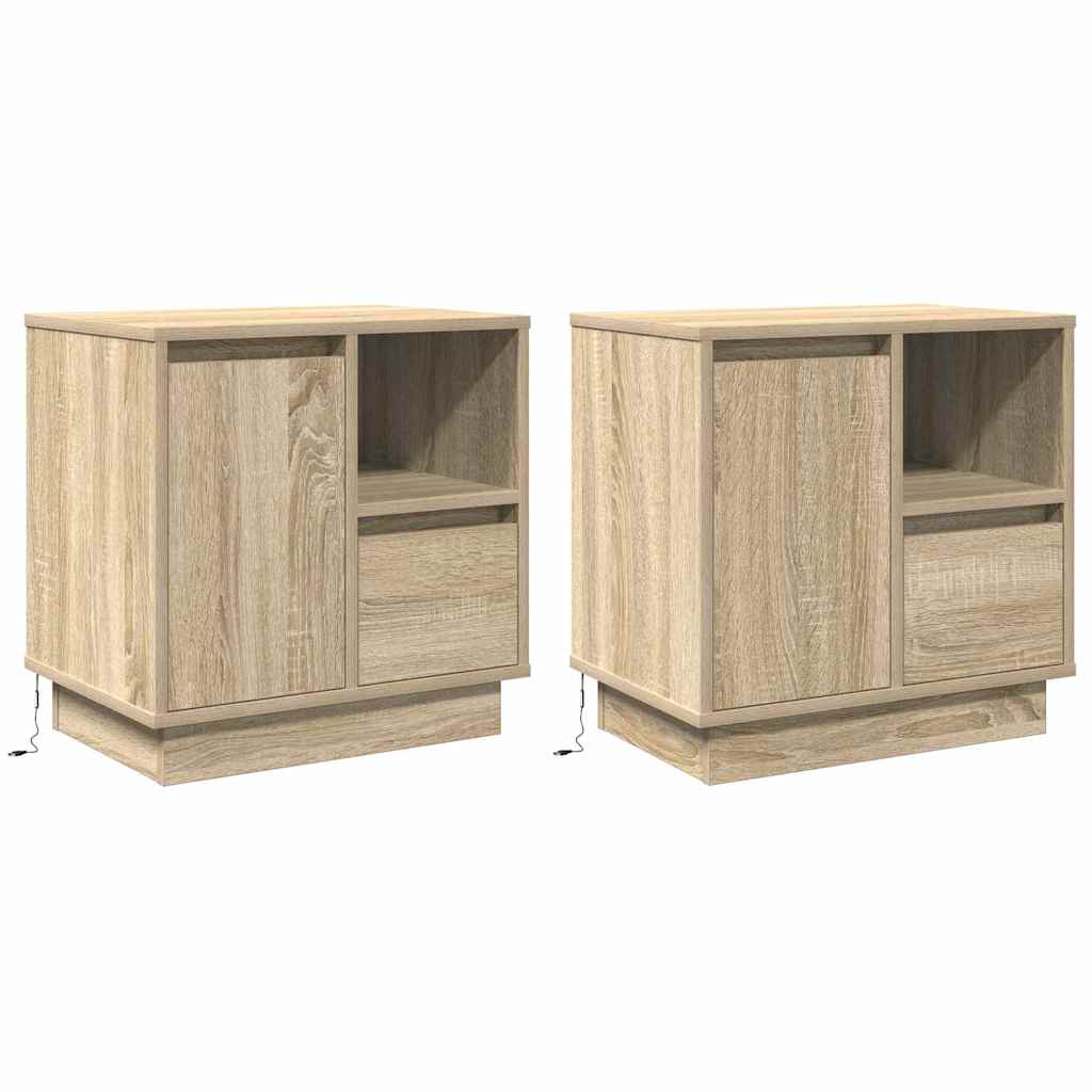 Bedside cabinet with 2 pcs Sonoma oak 50 x 34.5 x 50 cm
