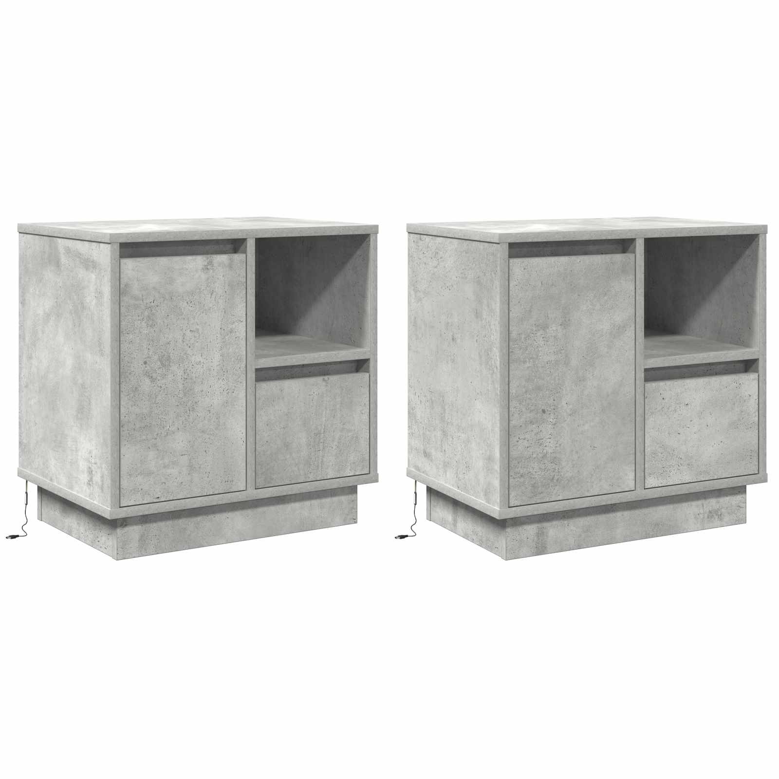 Šalia lovos spintelė su 2 pcs Betono pilka 50 x 34.5 x 50 cm