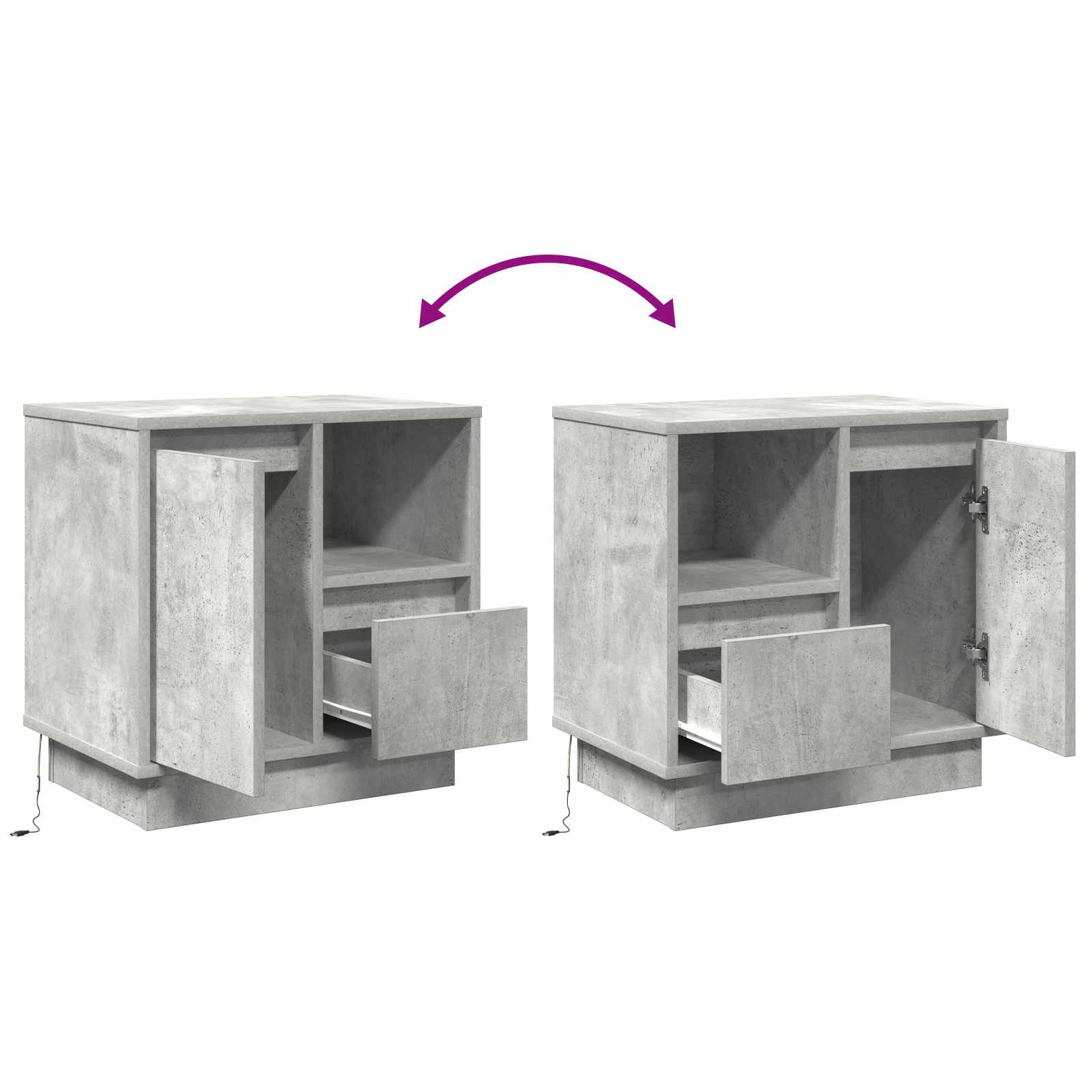 Šalia lovos spintelė su 2 pcs Betono pilka 50 x 34.5 x 50 cm