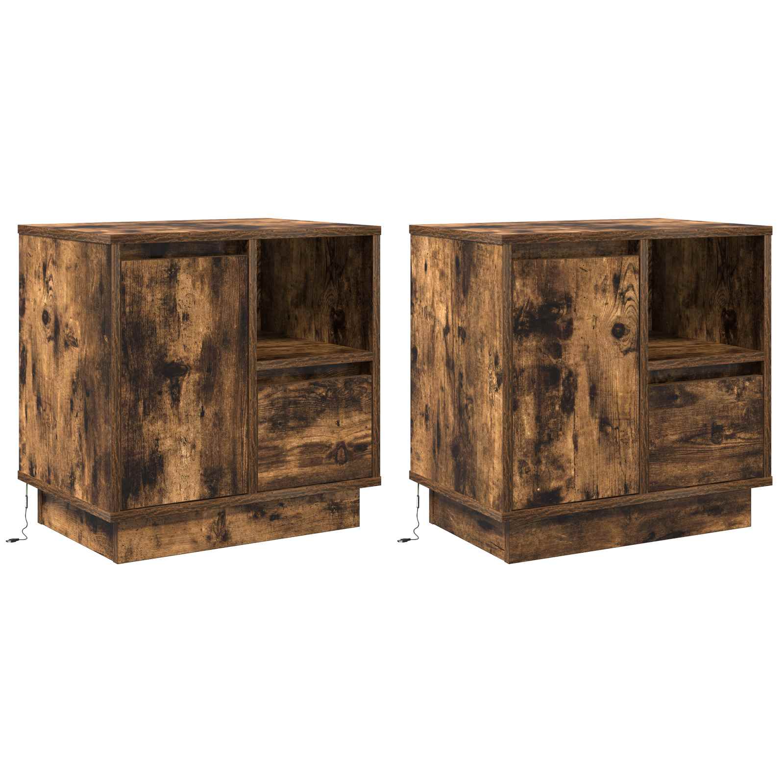 Šalia lovos spintelė su 2 pcs Dūminio ąžuolo 50 x 34.5 x 50 cm