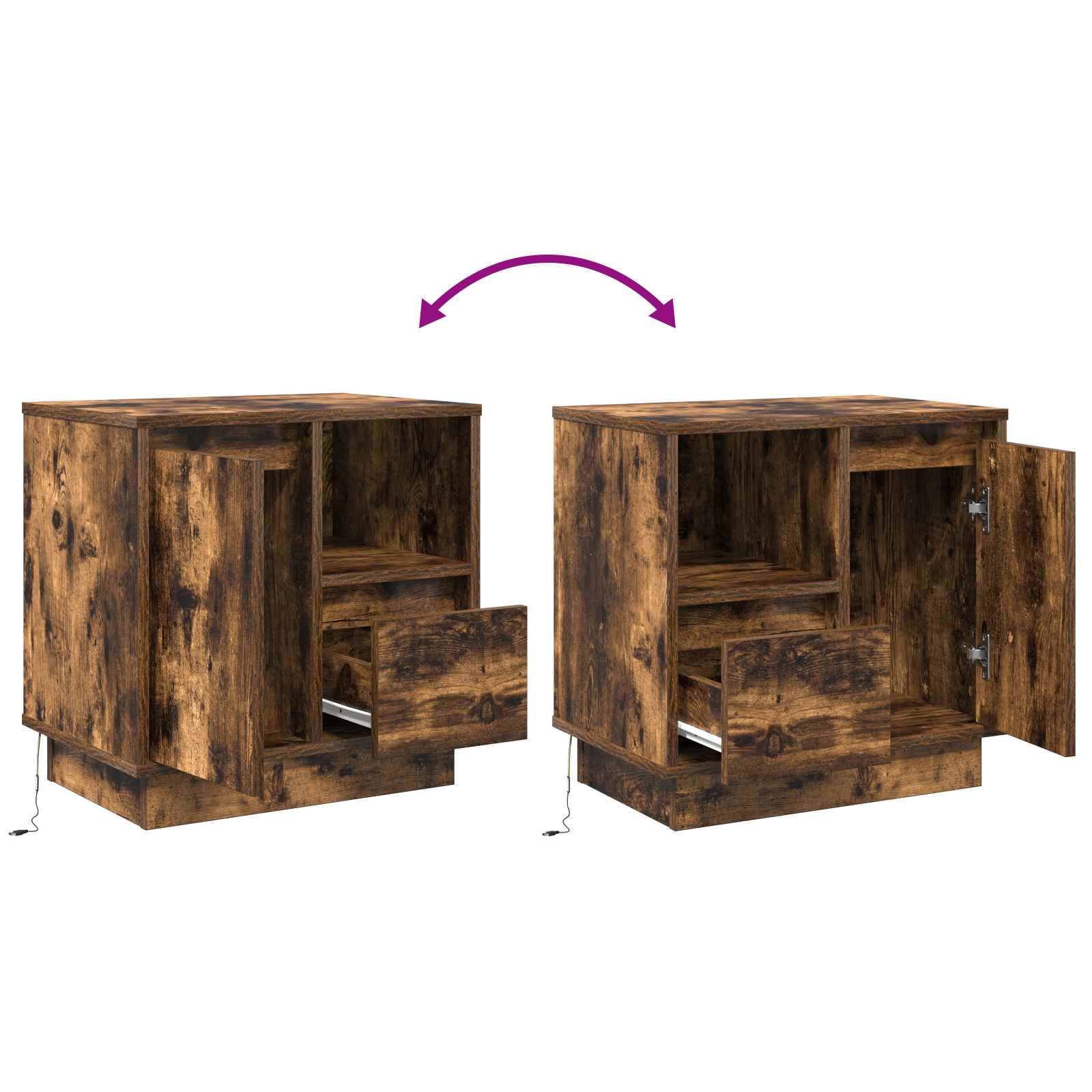 Šalia lovos spintelė su 2 pcs Dūminio ąžuolo 50 x 34.5 x 50 cm