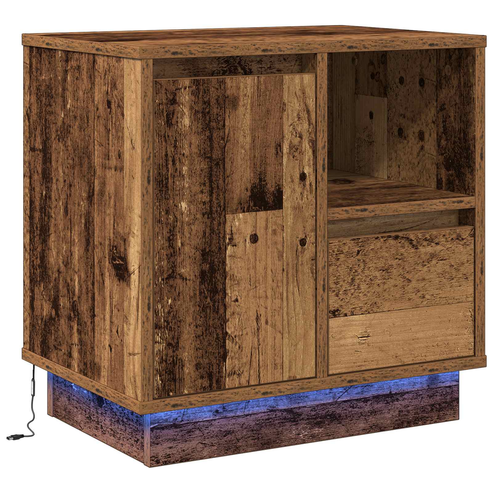 Šalia lovos spintelė su 2 pcs Senovinis medis 50 x 34.5 x 50 cm