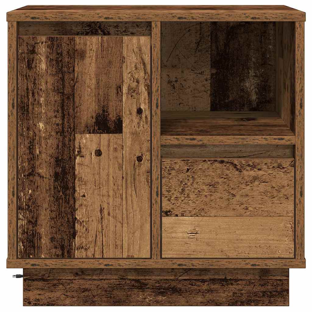 Šalia lovos spintelė su 2 pcs Senovinis medis 50 x 34.5 x 50 cm