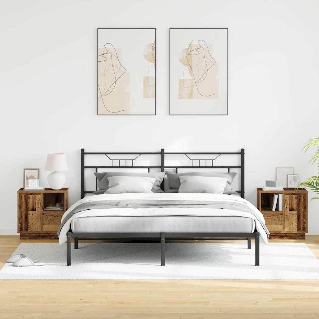 Šalia lovos spintelė su 2 pcs Senovinis medis 50 x 34.5 x 50 cm