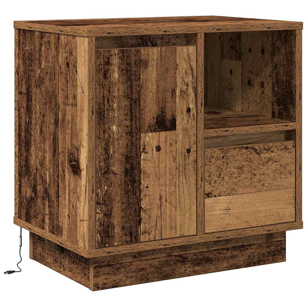 Šalia lovos spintelė su 2 pcs Senovinis medis 50 x 34.5 x 50 cm