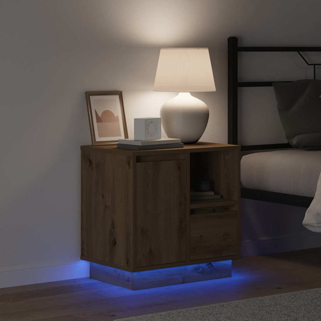 Bedside cabinet with 2 pcs Artisan oak 50 x 34.5 x 50 cm